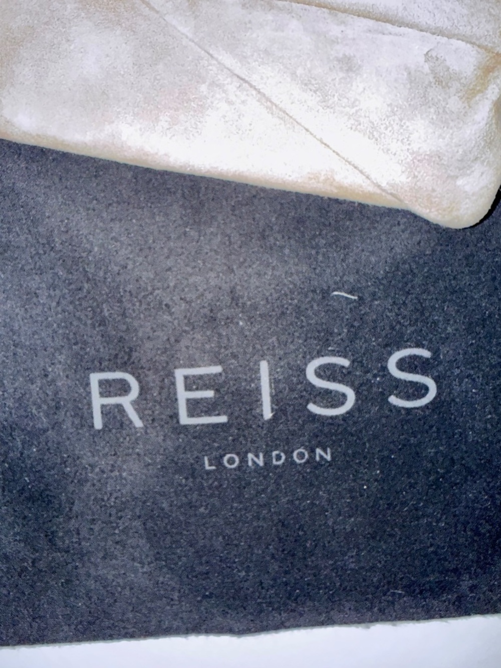 Reiss Suede Cream Clutch w/chain strap - Picture 9 of 10